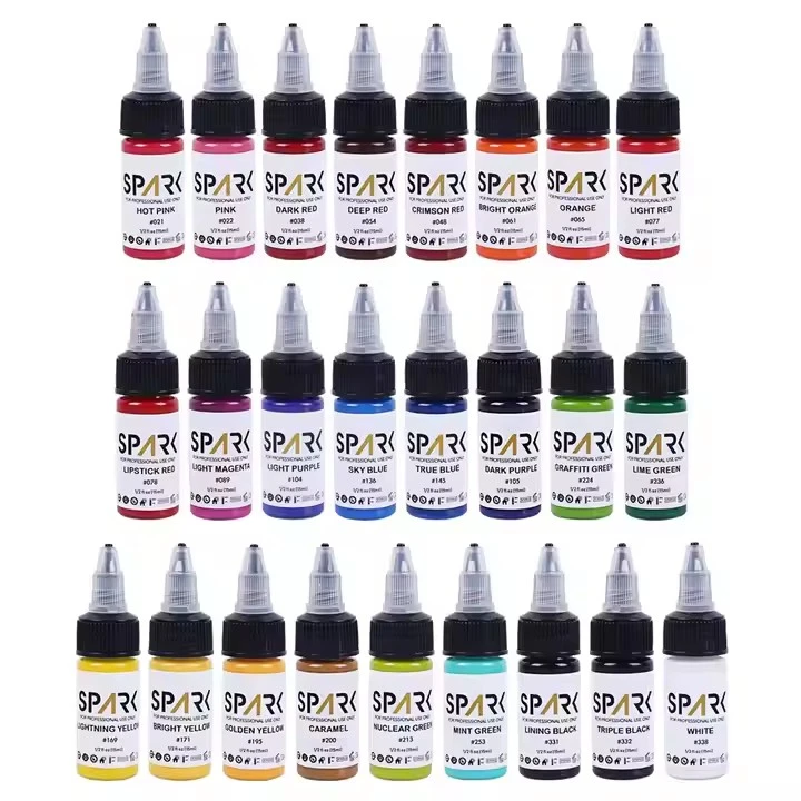 50 kleurenset Spark Groothandel Organisch Beste Pigment 1 oz 30 ml Wegwerp Professionele flesmake -up Tijdelijke inkt Tattoo