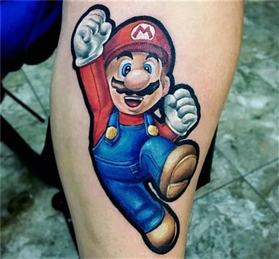Mario Bross Tattoo Done By @ nacho_serrano_2012 Uit Argentinië Met #sparkcart...