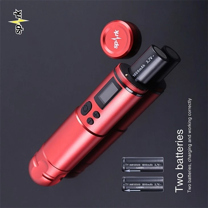 Professionele Pen Tattoo Machine 2 Batterijen Spark Draadloze Tattoo Machine