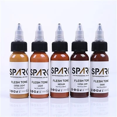 Professionele 5-kleuren 30 ml biologische huid-vleeskleurige permanente tattoo-inkt voor realistische en permanente make-up