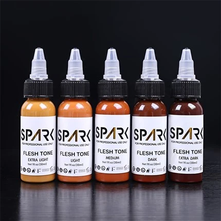 Huidskleurset 1OZ 5 stuks Loodvrije tattoo-inkt Spark tattoo-inkt Professionele tattoo-inkt Cover Ups Blending en cosmetische tatoeages