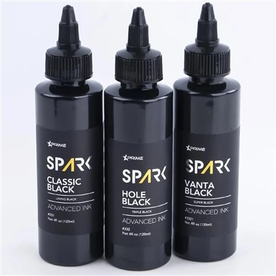 Spark Premium 4oz Tri - Shade Black Tattoo Ink Set: Classic, Hole & Vanta Black voor superieure tattoo en body art