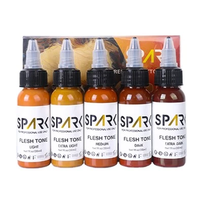 Spark Professional Premium 30ml biologische 5-kleuren huidtint set tattoo-inkt voor permanente make-up en lichaamskunst