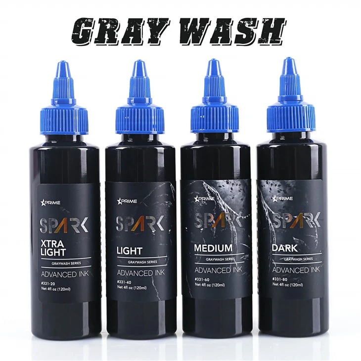 Spark Professional 120 ml Gray Wash Makeup Organic Black Tattoo Ink Body Art Premium Permanent Pigment Make -up