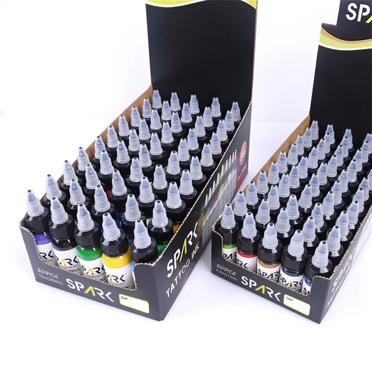 50 kleurensets tattoo-inkt Echt donker glanzend zwart Spark tattoo-inkt