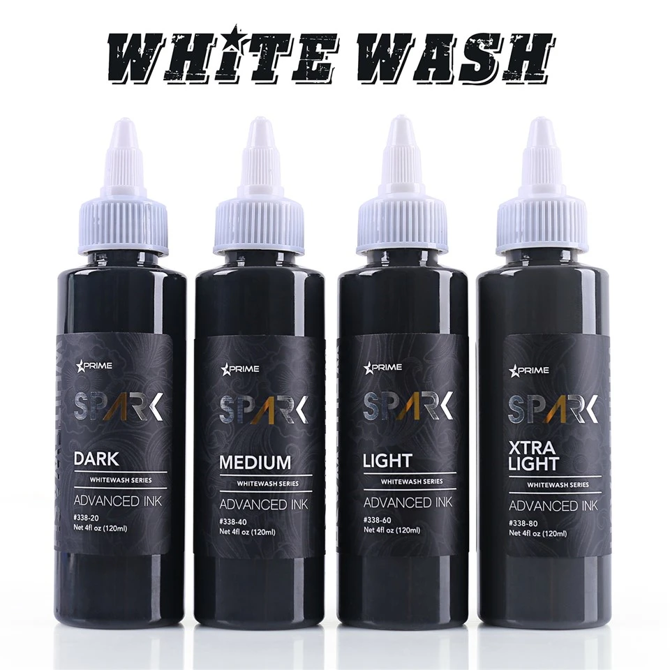 Spark Whitewash-tatoeage-inkt - 4 Oz-flessenset