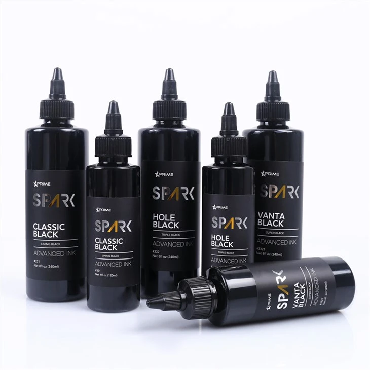 Super Black 8OZ zwarte inktserie Vanta Black Spark tattoo-inkt Tattoo-inktset