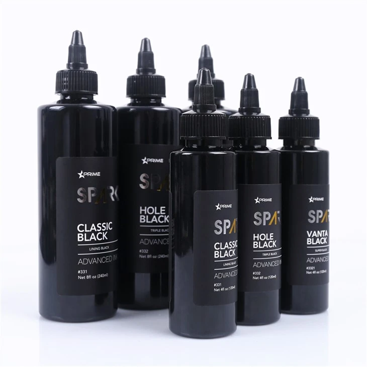 Drievoudig zwart 8OZ gat zwart zwarte inktserie Spark tattoo-inkt Tattoo-inktset