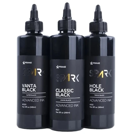 Veganistische tattoo-inkt 8OZ zwarte inktserie Vanta Black Spark Super zwarte tattoo-inkt Tattoo-inkten in bulk